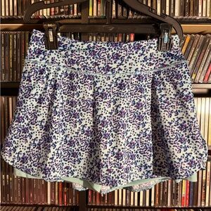 Nicole Miller Sport Floral Athletic Skort Women’s Large Blue Purple Tennis Golf